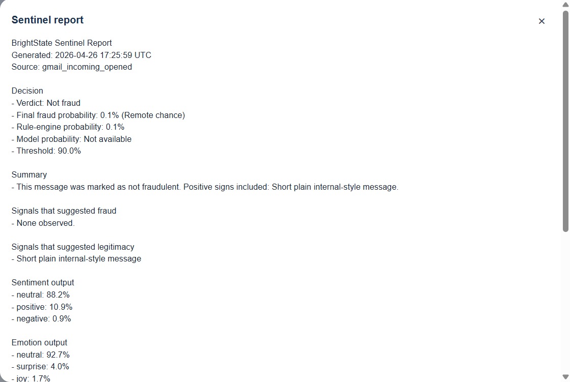 SentinelQX detailed report view